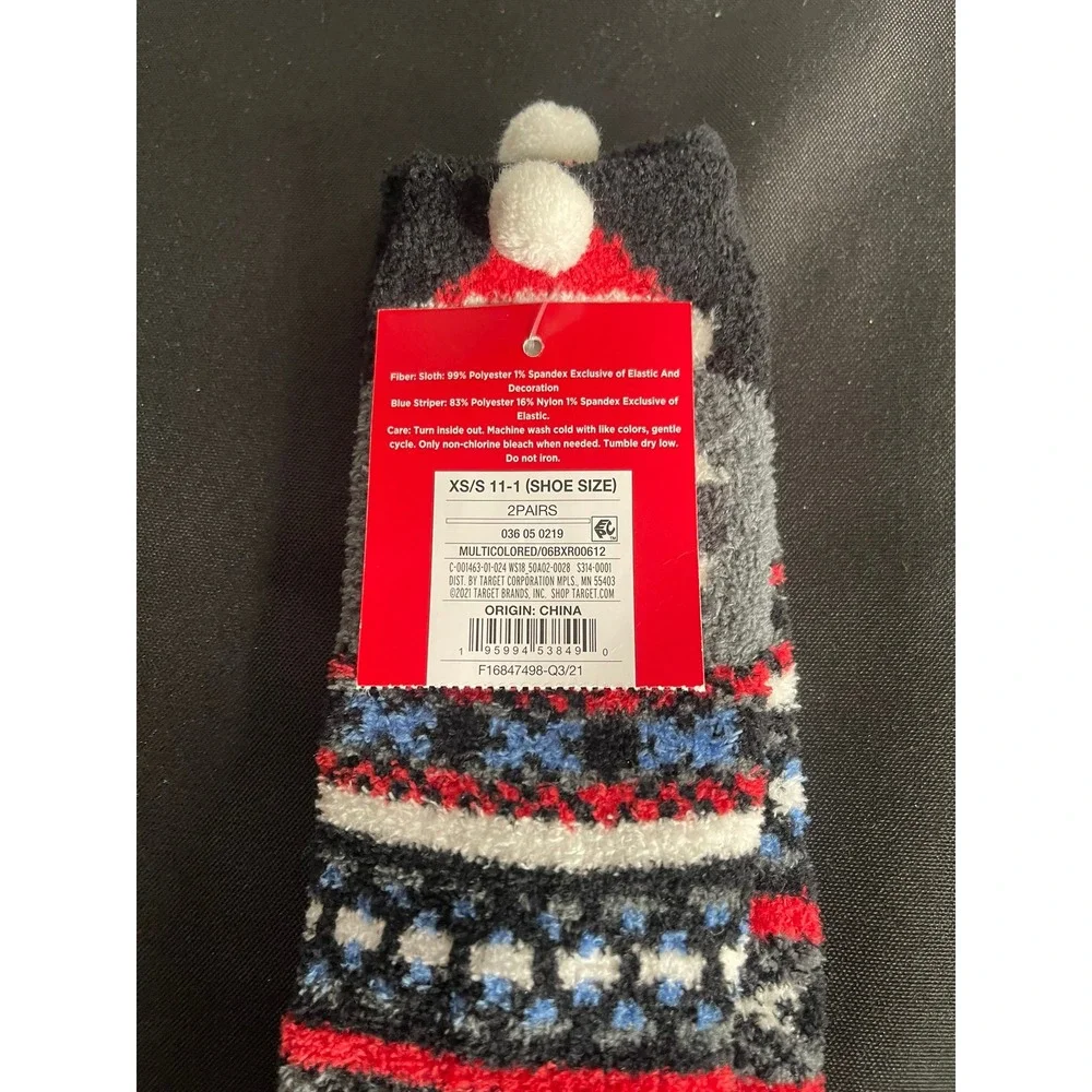 Wondershop Kids Sloth Fair Isle Cozy Socks XS/S Shoe 11-1 Multicolor Holiday